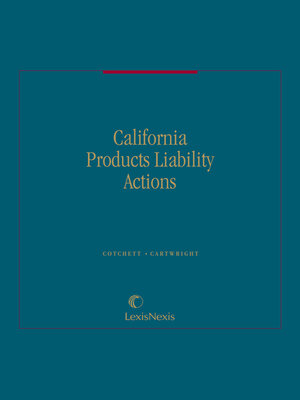 cover image of California Product Liability Actions